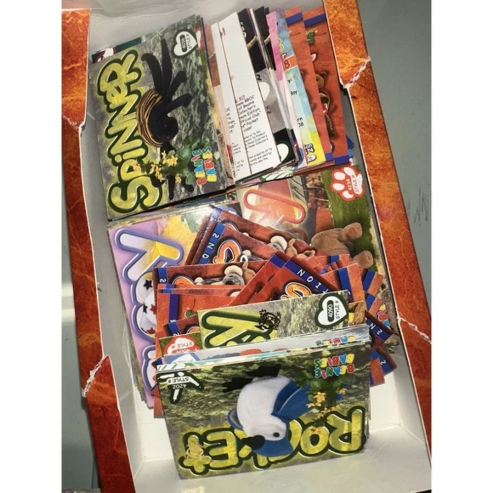 Open box full of beanie babies cards! holos, open box, bulk, shiny‎